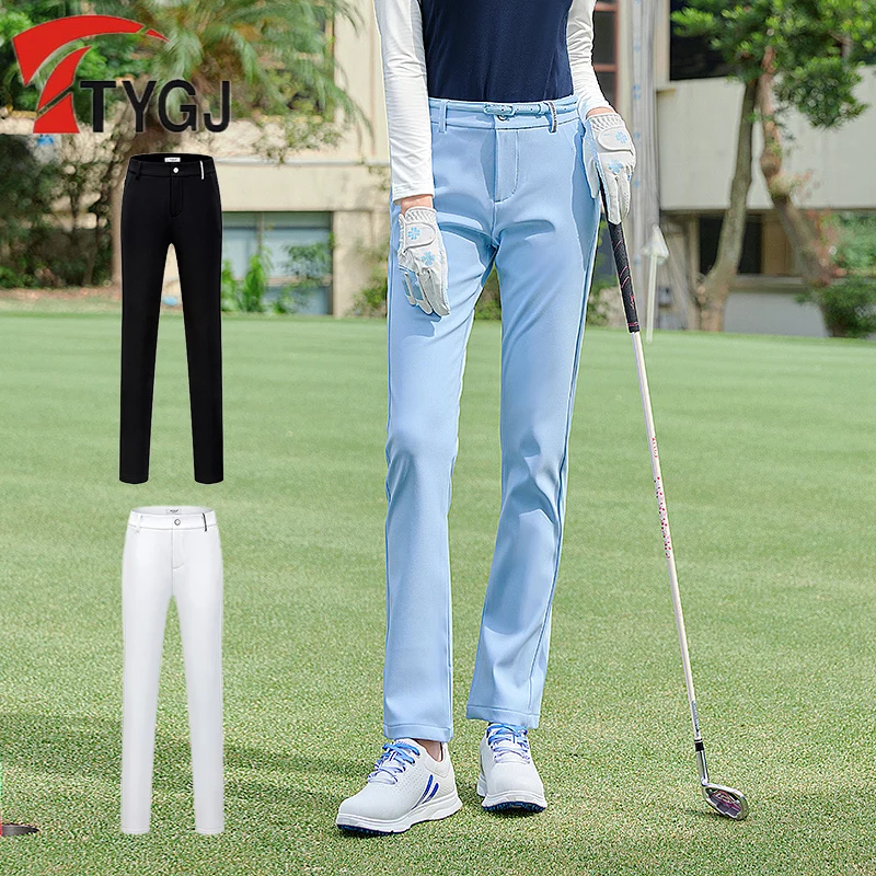 TTYGJ Autumn Winter Women Waterproof Golf Sweatpants Ladies Windproof Warm Golf Pants Female Slim Elastic Thicken Trousers