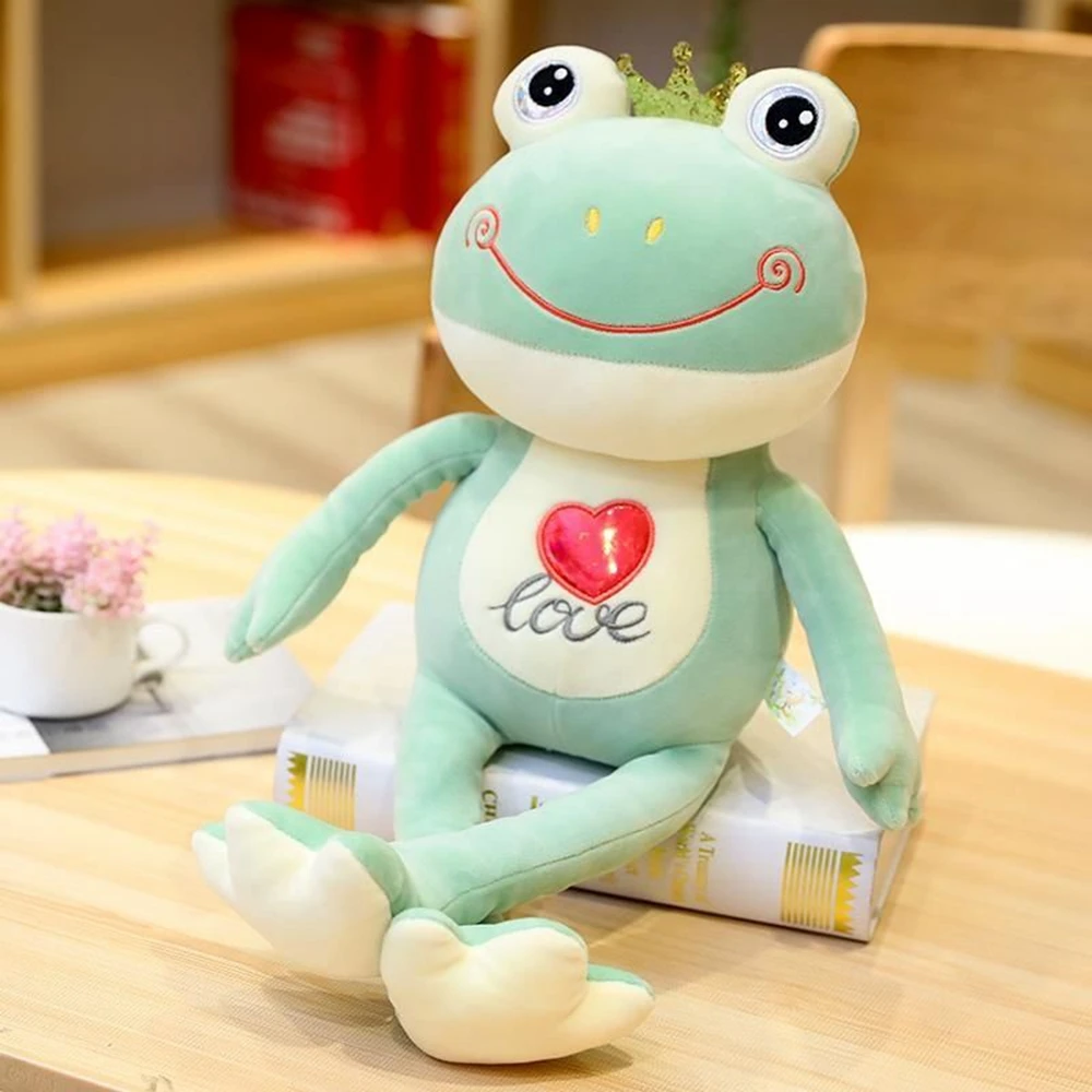 

50CM Kawaii Frog Plush Toy Big Mouth Smile Glasses Love Belly Embroidery Dolls Christmas Gifts For Children Birthday Gifts