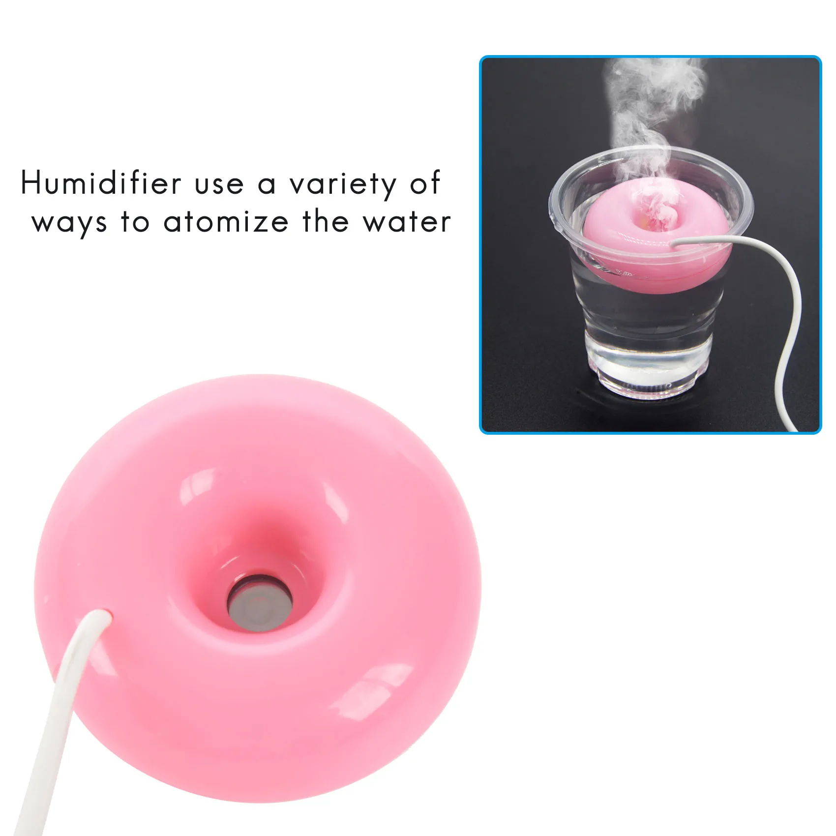 Pink donut humidifier usb office desktop mini humidifier portable creative air purifier Pink