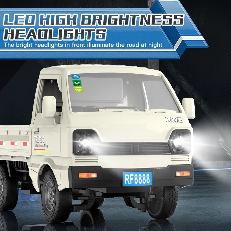 Remote Pickup Truck for Kids & Adults, 1:18 Electric RC Car with Realistic Exhaust System, Automatic Headlights & Spray Feature