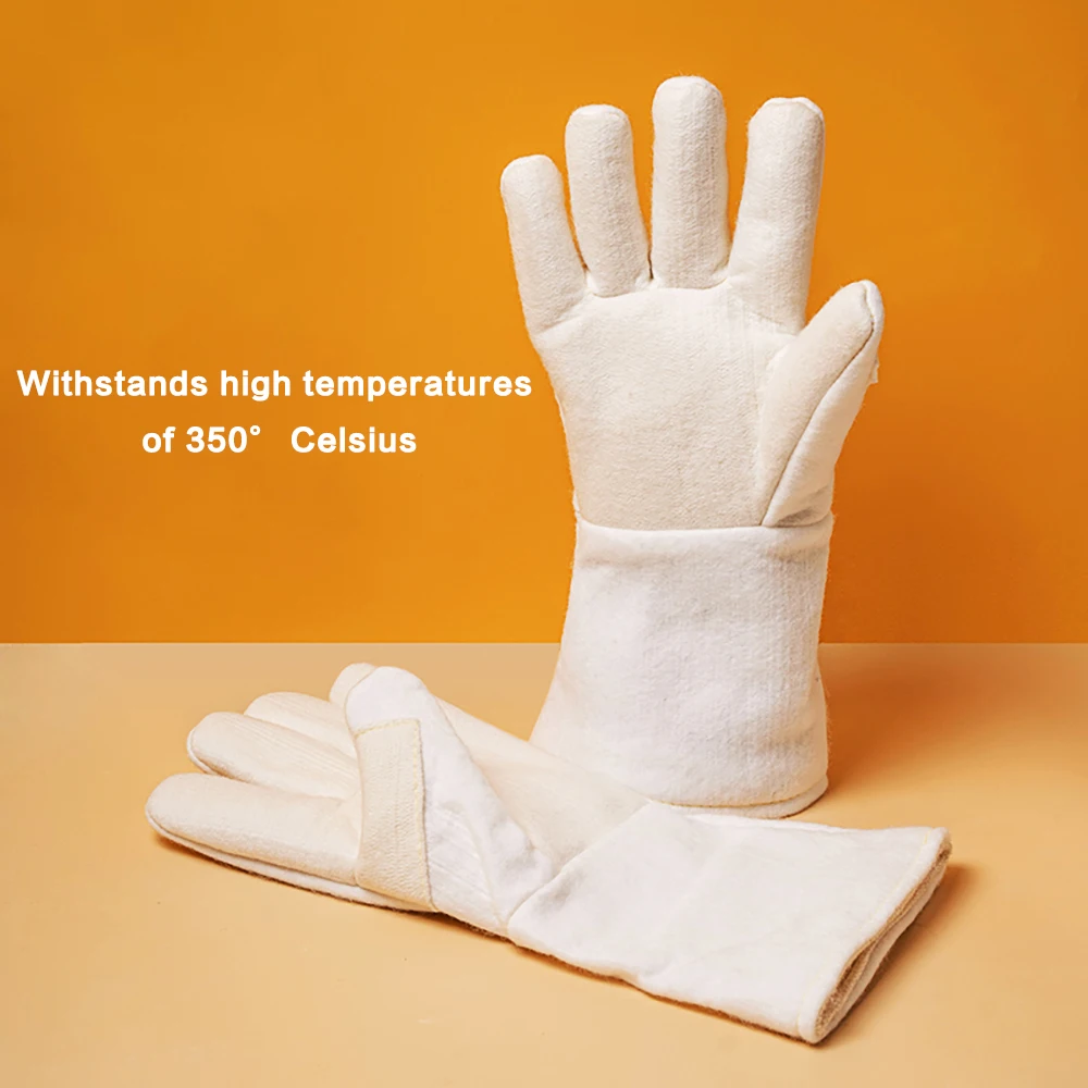 pottery High temperature gloves Wear-resistant industrial anti-scalding and heat-insulating five-finger gloves Kiln tools