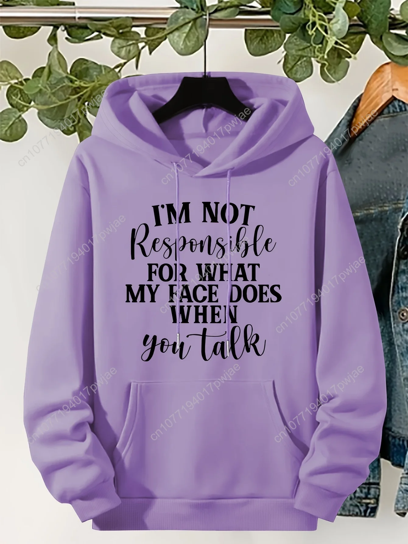 Felpa con cappuccio da donna con stampa di lettere floccate accogliente taglie forti, felpa con cappuccio pullover calda con tasca a marsupio Alfabeto/numero AZ L