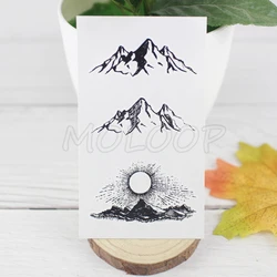 Pegatina de tatuaje rock mountain sun planet negro pequeño arte corporal transferencia de agua tatuaje falso temporal tatuaje flash para niños niñas hombres