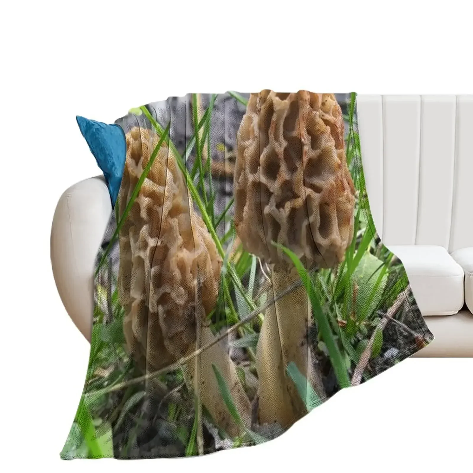 

Forest Morel Mushroom Throw Blanket Decorative Sofas blankets ands anime Designers Blankets