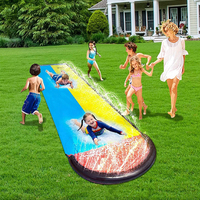Slip Water Slide Inflatable Lawn Water Spray Slide Summer Slip Waterslides Water Toy Build in Sprinkler Backyard Outdoor Games