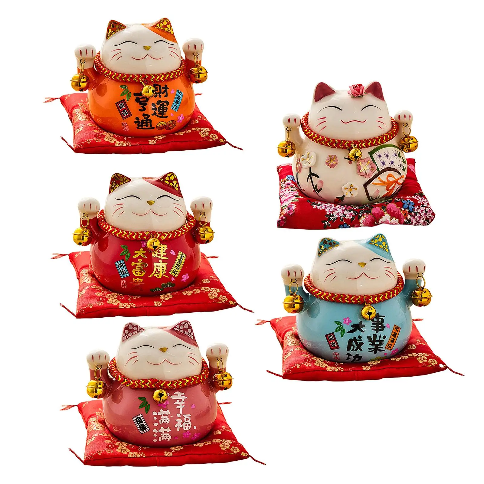 Chinese Maneki Neko Good Luck Cat Piggy Bank Ornament Home Decoration Kawaii