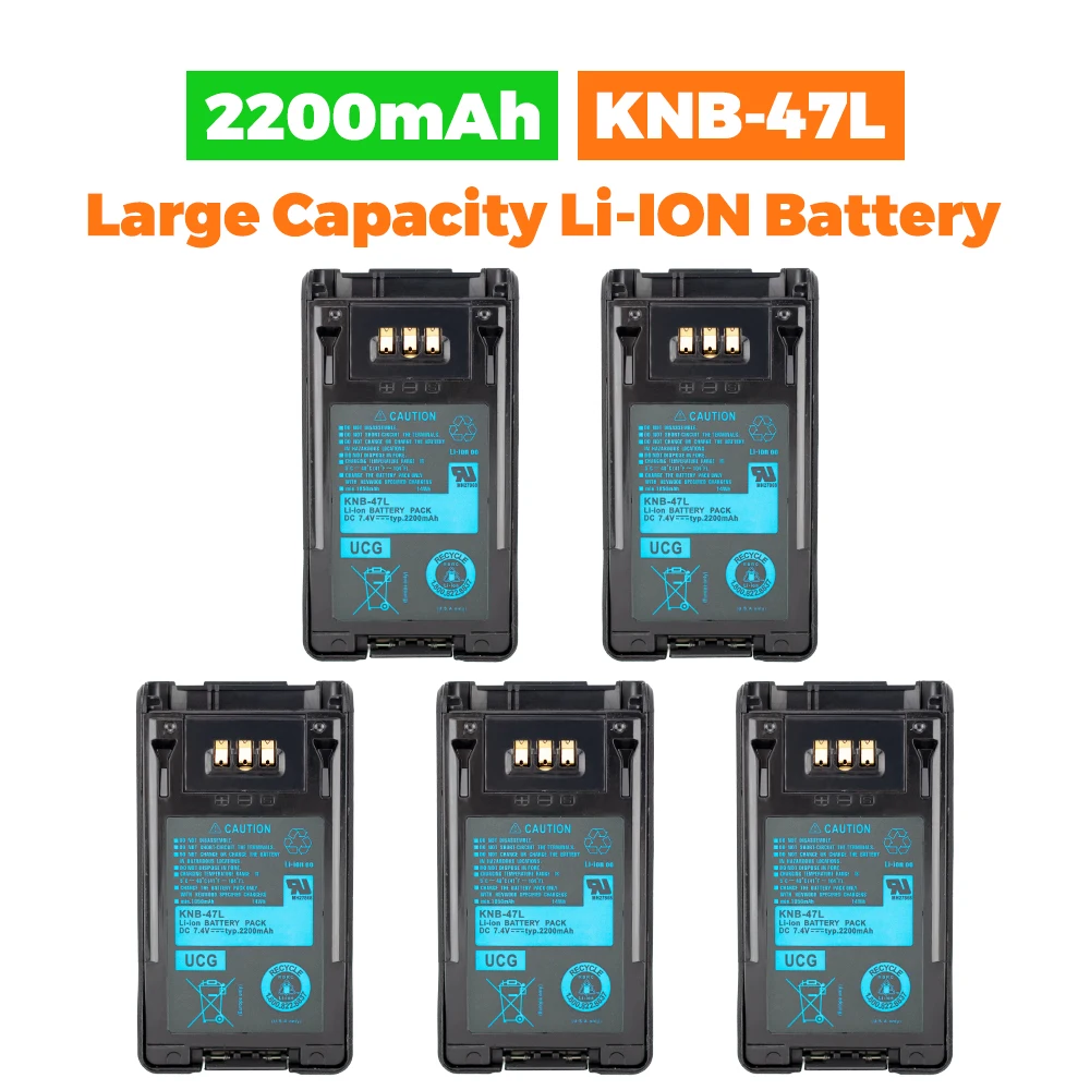 

5PCS KNB-47L 2200mAh Replacement Battery for Kenwood NEXEDGE NX-200 NEXEDGE NX-300 TK-5220 TK-5320 TK-3320 Two Way Radio
