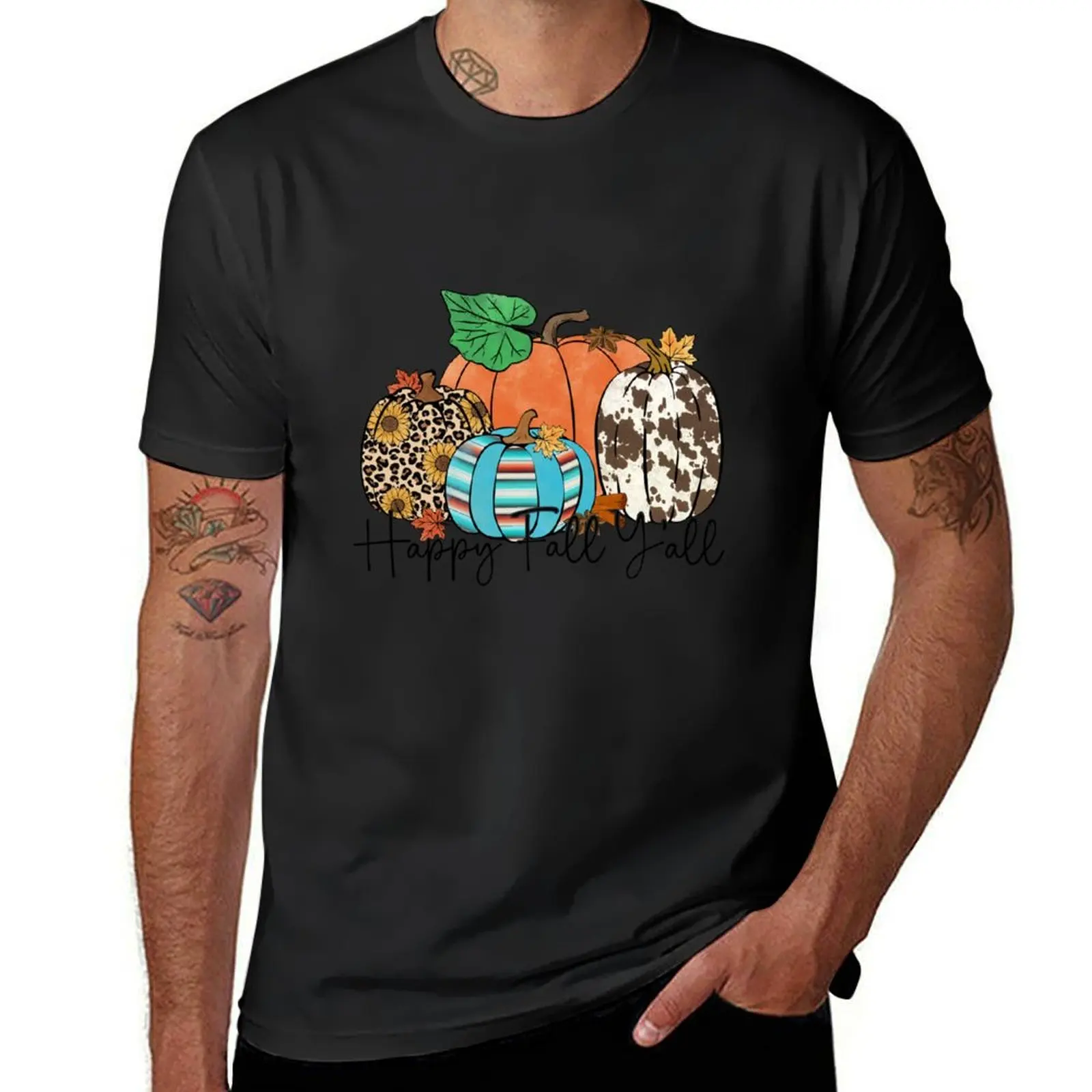 

Happy fall y'all Fall vibes Pumpkin Season Fall Vibes T-Shirt plain new edition Aesthetic clothing mens clothing