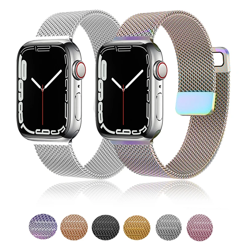 Milan Metal Loop Strap For Apple Watch Band 49mm 45mm 44mm 42 41mm 40mm 46mm Magnetic Bracelet iWatch 10 9 8 7 6 5 SE 4 UItra 2