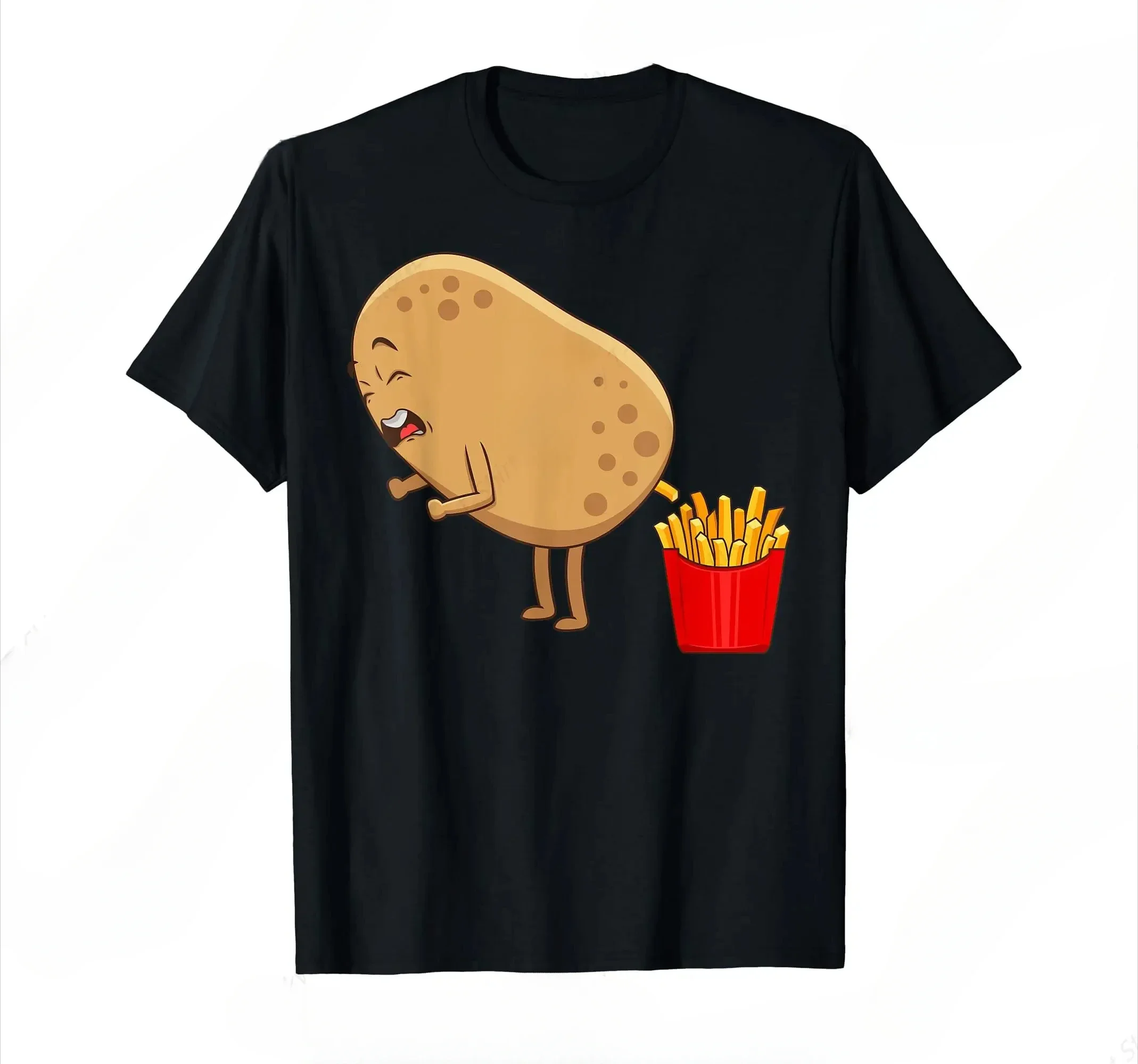 Funny French Fries Design for Women Potato Lovers T-shirt Fashion Clothing Short Sleeved Harajuku Streetwear Tops Tees