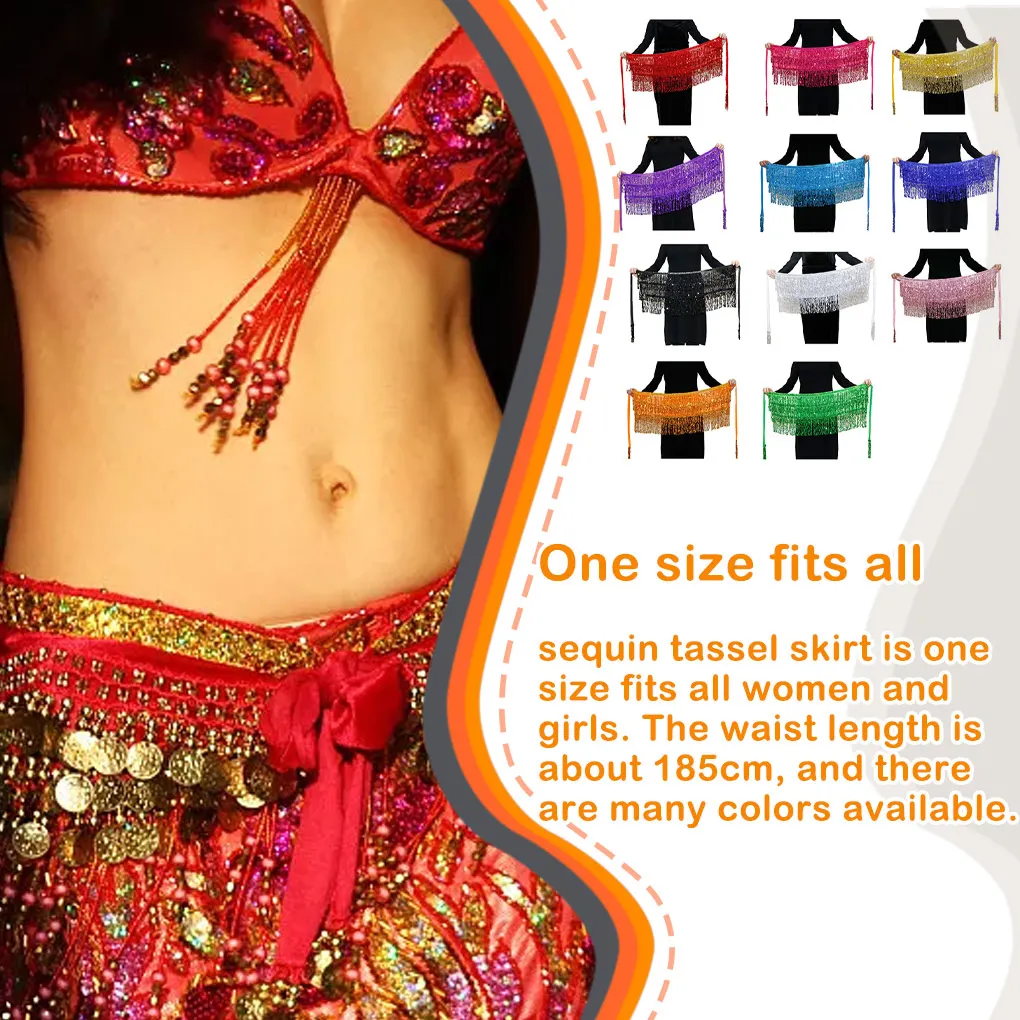 Belly Dance Tassel Skirts Multicolored Beautiful Dancewear Rave Costume