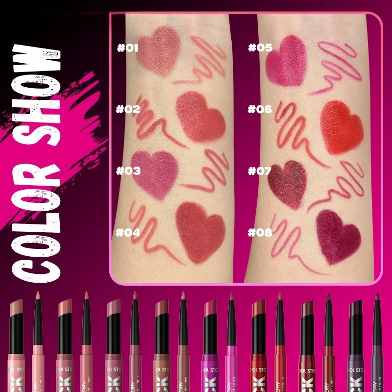 Lipliner und Lippenstift-Set, 2-in-1, wasserfest, langlebig, Lippen-Make-up-Set, wischfest, für professionelle, präzise Anwendung