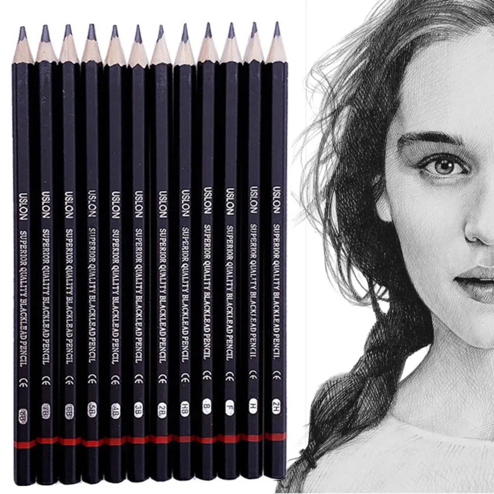 12Pcs Professional Drawing Sketching Pencil Set 2H-8B Graphite Shading Sketch Art Pencils for Beginners Pro Artists Stationery