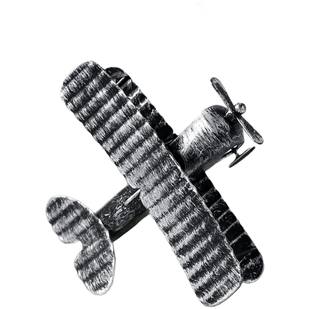 Vintage-Style Iron Airplane Decor Piece for Bookshelf Desk or Wall Mount with Authentic Retro Aircraft Design Details