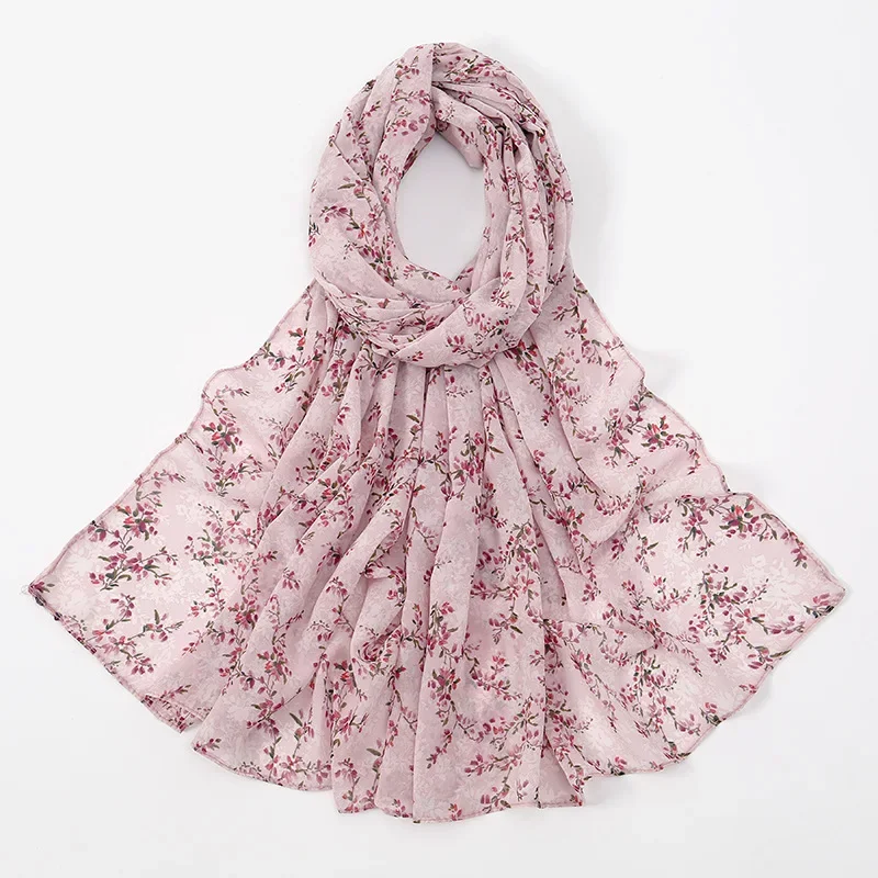 

180*70CM New Floral Print Chiffon Scarf - Elegant Boho Head Wrap, Lightweight Shawl, Fashionable Women's Accessory