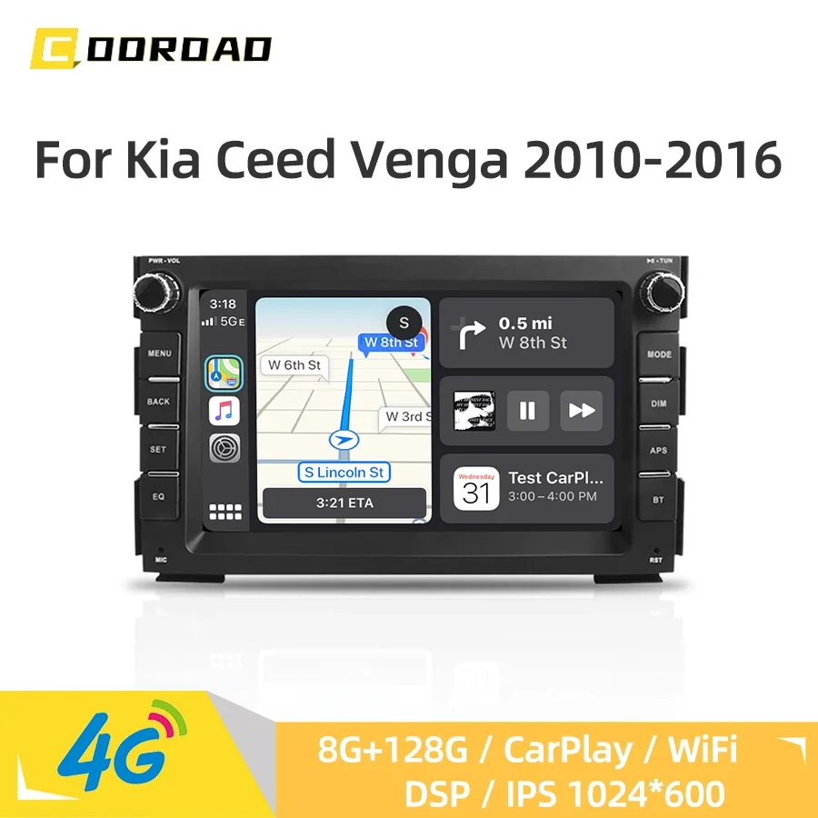Android 14.0 Car Radio For Kia Ceed Venga 2010-2016 CarPlay GPS Navigation Vehicle Multimedia Stereo Player Auto Audio DSP Stero