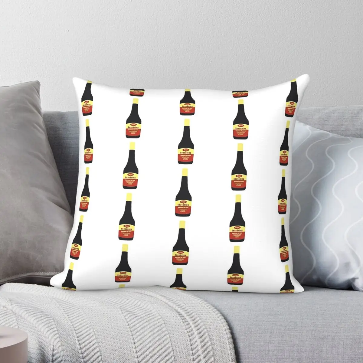 Maggi Bottle Soy Sauce Square Pillowcase Polyester Linen Velvet Pattern Zip Decorative Room Cushion Cover Wholesale 45x45