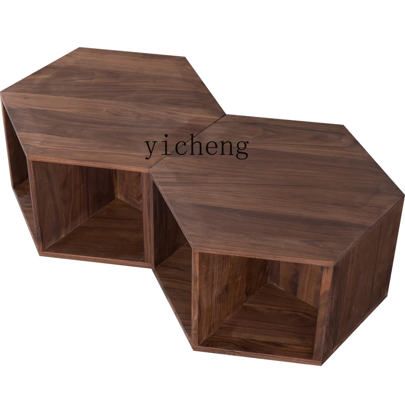 

ZF Modern Simple Small Apartment Black Walnut Wooden Sofa Side Table Tea Cabinet Multi-Functional Corner Table