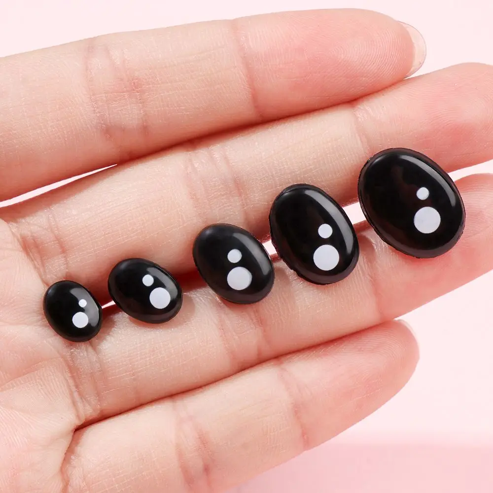 20pcs/bag 7-12mm Plastic Oval Safety Eyes For White Bear Doll Animal Puppet Crafts Children Kids DIY Toys Plush Doll Access