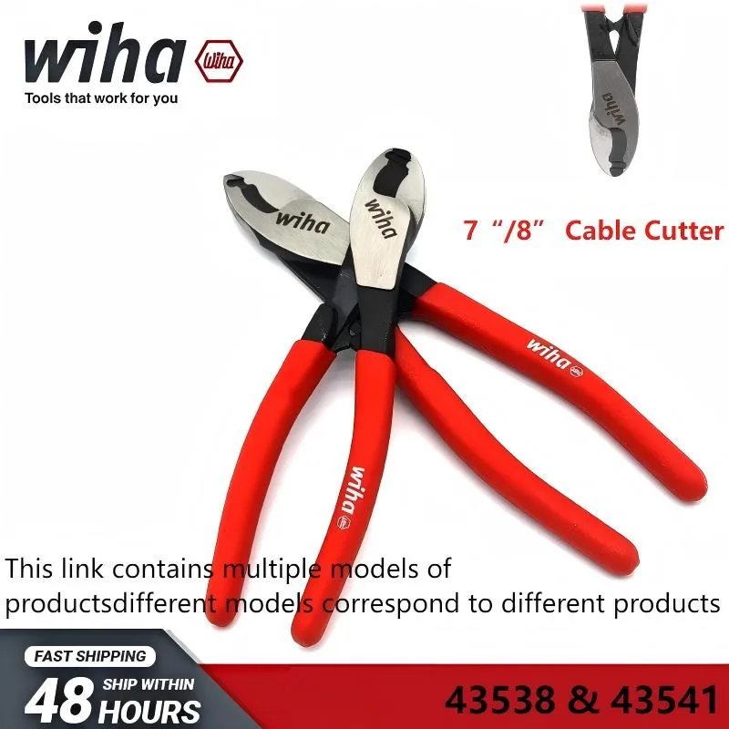 

WIHA 43538/43541 7/8-дюймовый кабельный резак 180/210 мм с двойным отверстием для резки медных и алюминиевых кабелей, обжимные ручные инструменты