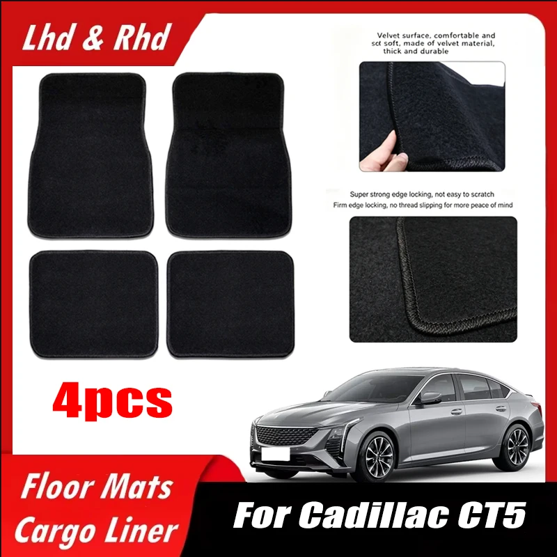 

4pcs Car Floor Mats All-Weather Easy To Clean Durable Anti-Slip Interior Protection Floor Liners For Cadillac CT5 Accessories