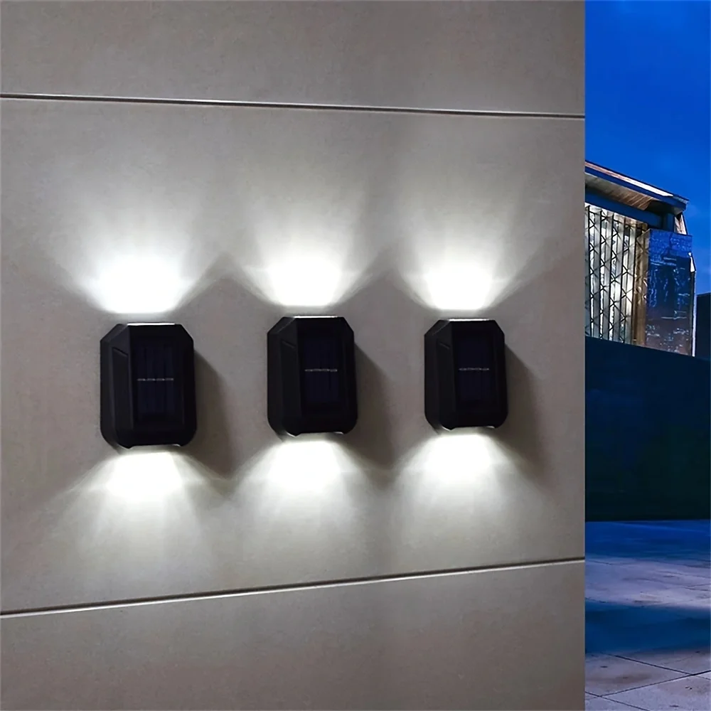 

1 шт. солнечный настенный светильник, светодиодный светильник для наружного забора, водонепроницаемый настенный светильник для украшения сада, балкон, двор, уличное садоводство