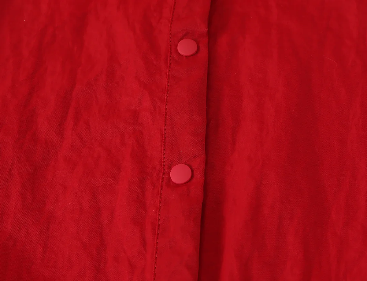 TFMLN Damen Rote Rollkragen-Reißverschlussjacken Herbst Street Casual Langarm Lose Oberbekleidung Mode Bomberjacken Oberteile Damen – Detail 6