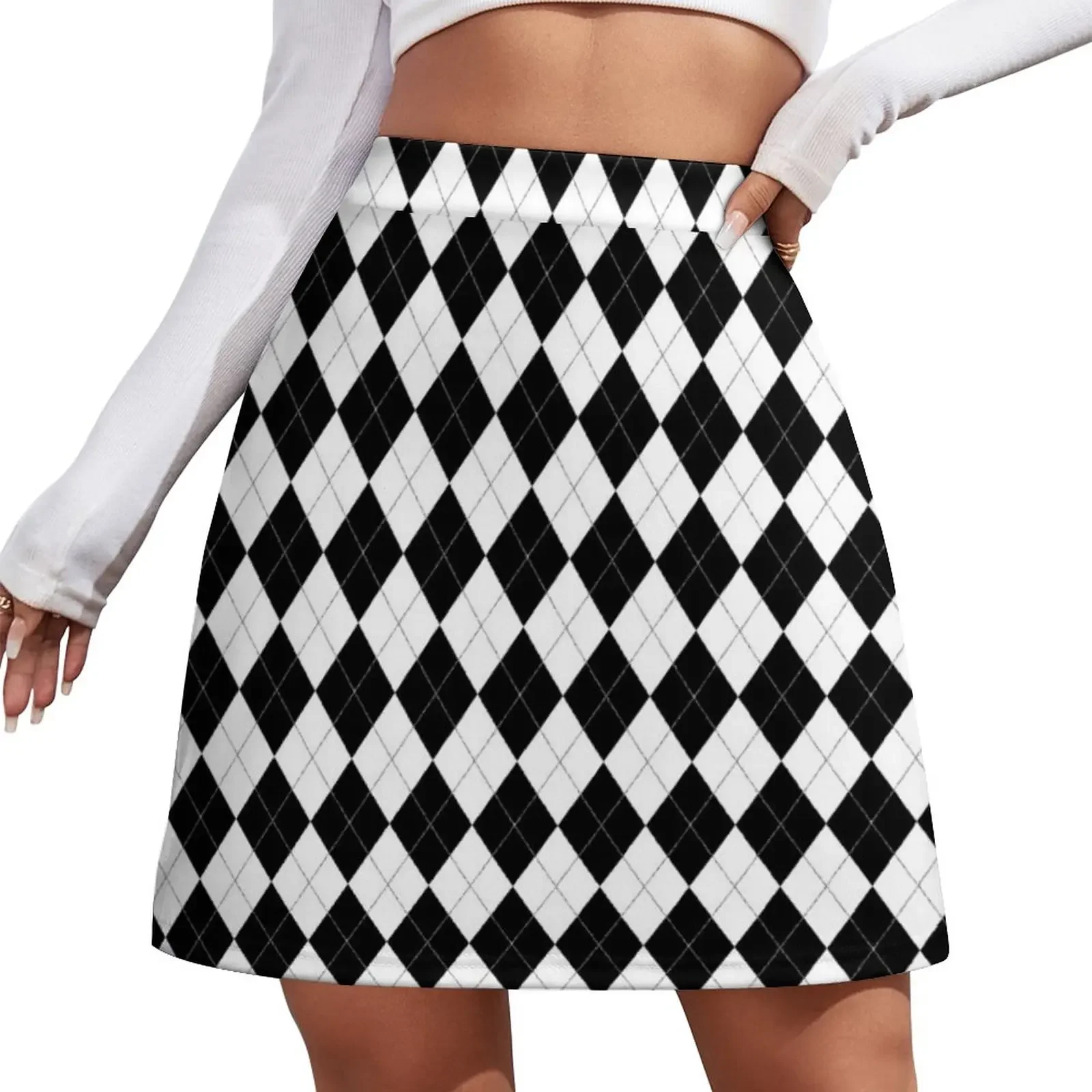

Black and White Argyle Pattern Mini Skirt women clothing 2026 new arrivals korean skirt micro mini skirt extreme skirts