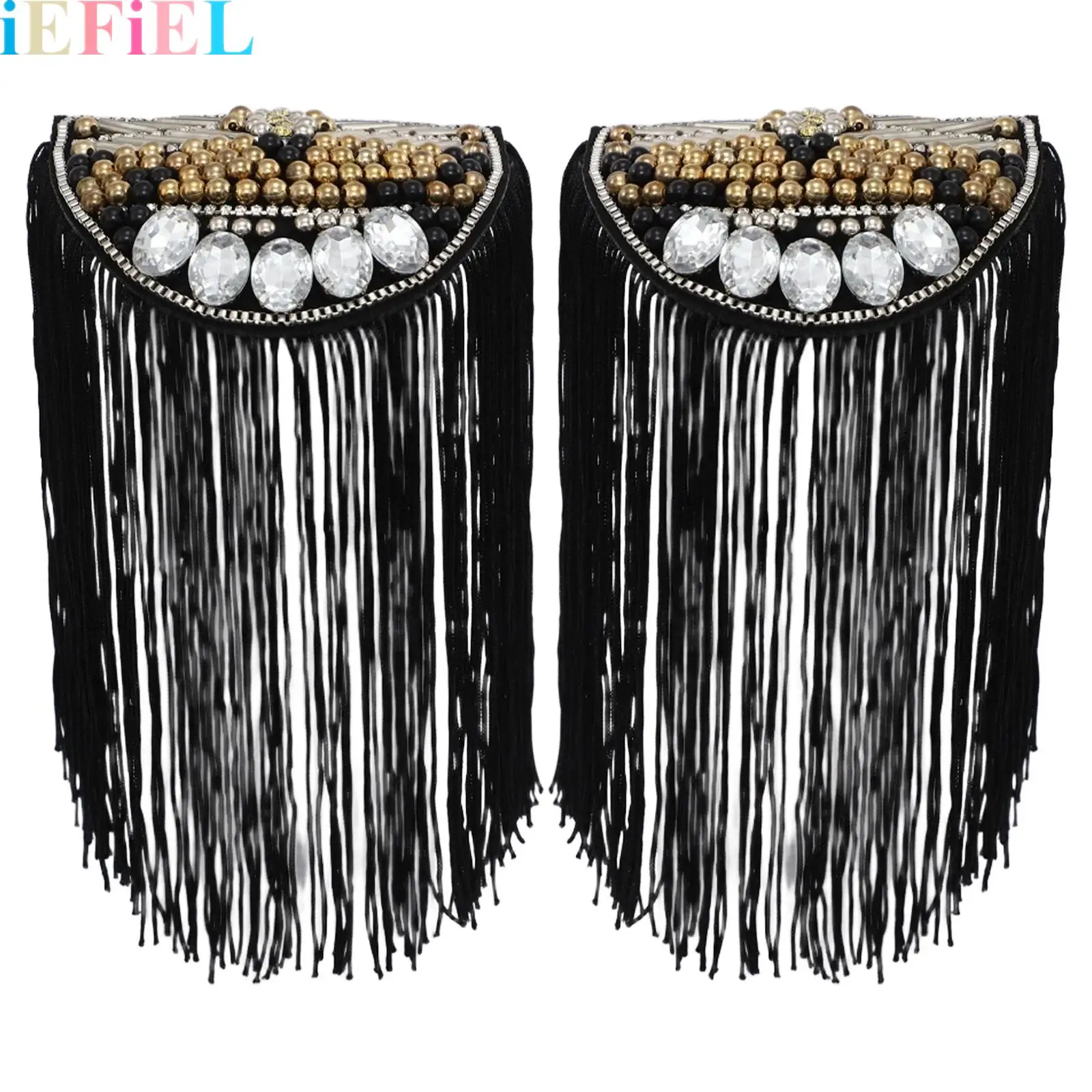

Rhinestones Shoulder Epaulet Badge Rhinestone Shoulder Brooch Pin Tassel Fringe Shoulder Epaulet for Women Men