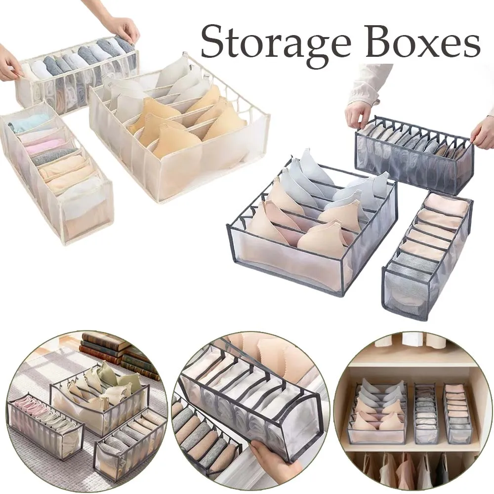 

Multi-grid Drawer Organizer Set Fabric Storage Box Foldable Closet Divider for Socks Underwear Wardrobe Organization for Bedroom