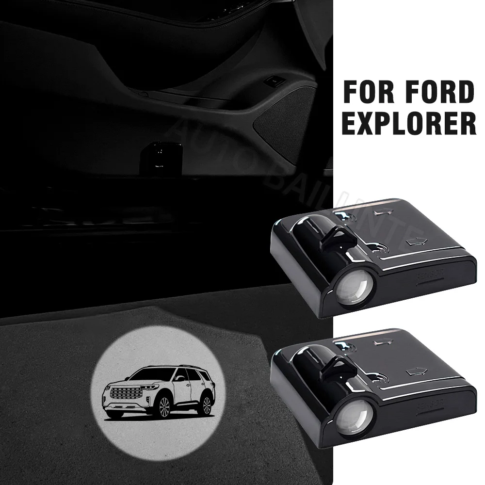 2pcs Led Car Door Welcome Light Laser Projector Lamps Decor Accessories For Ford Explorer 2019 2020 2021 2022 2023 2024 2025