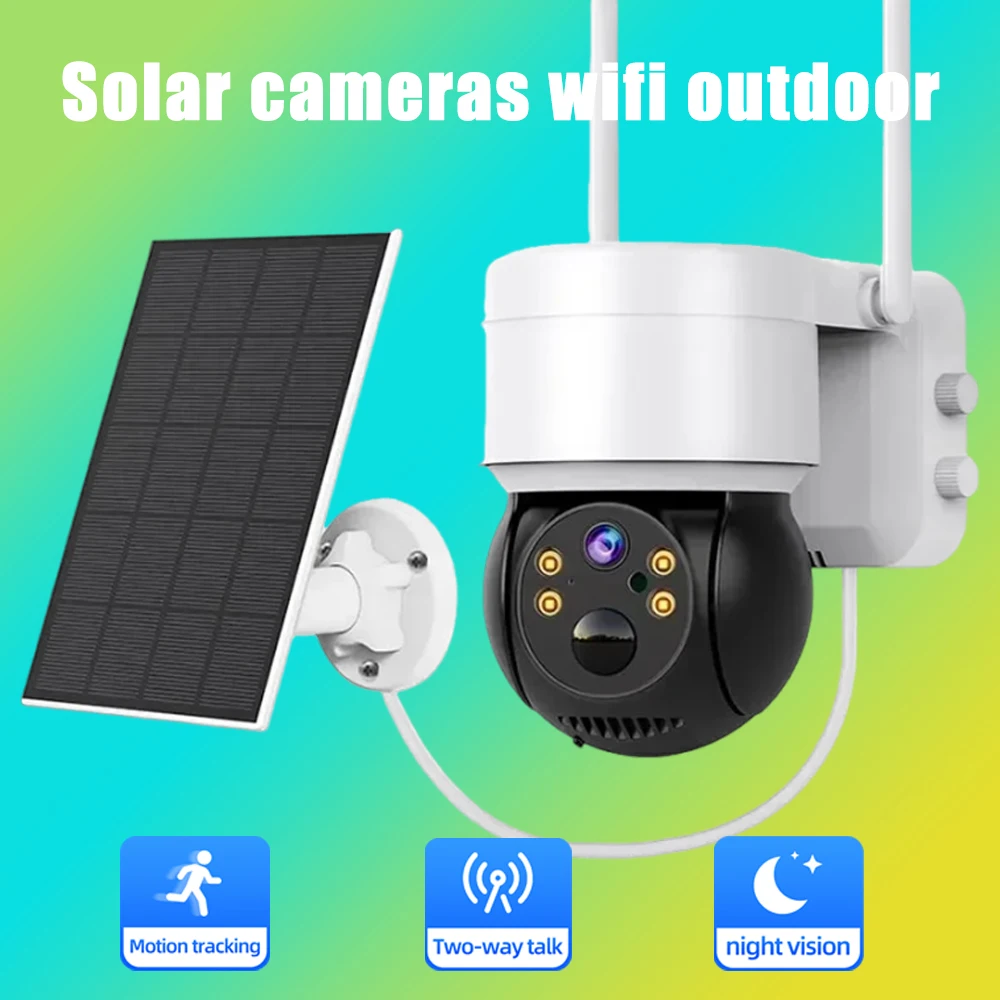 

Solar Camera Waterproof WiFi Surveillance Camera 2MP HD Night Vision IP CCTV PTZ Camera Security-protection PIR Human Detection