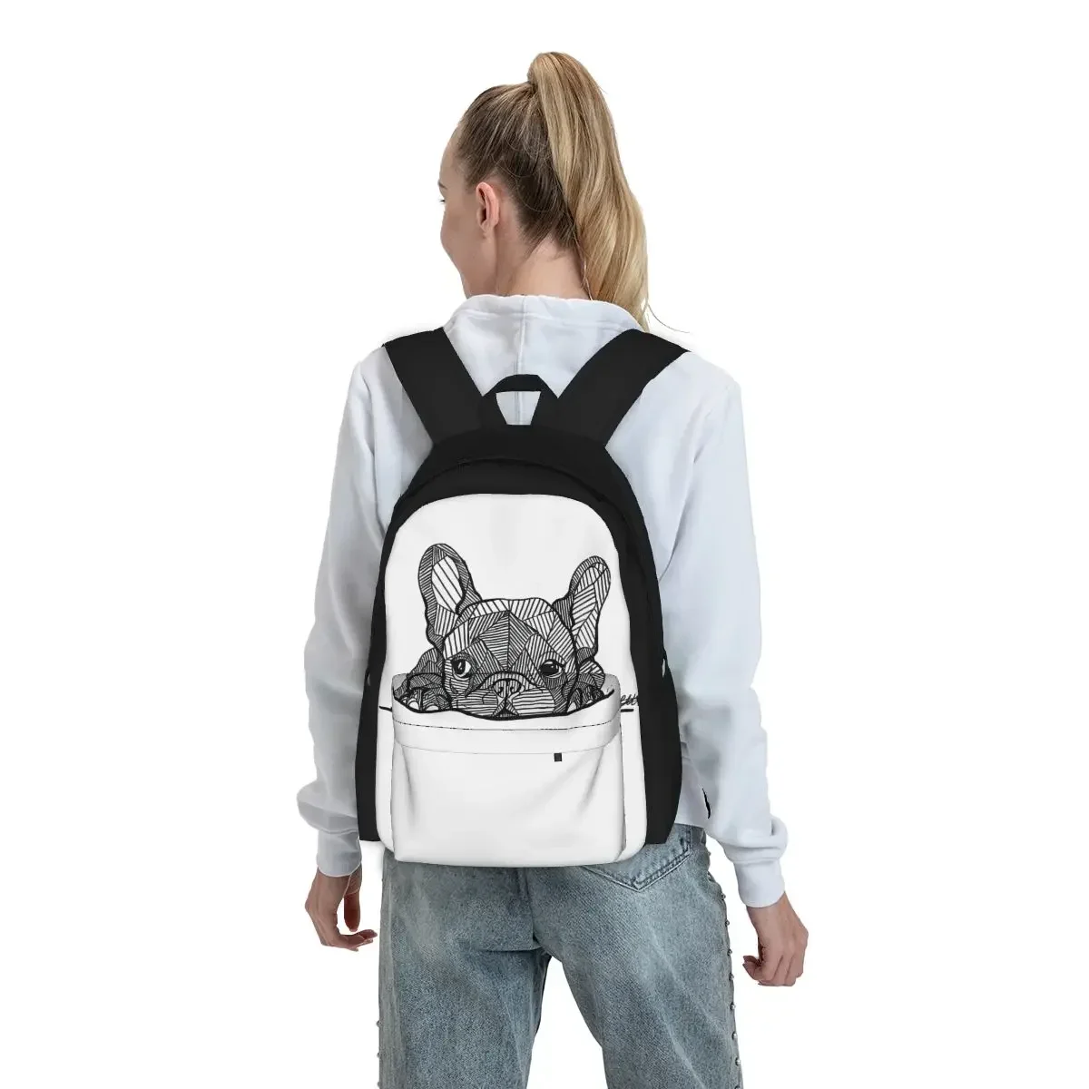 Bulldog francês filhote de cachorro mochilas meninos meninas bookbag estudantes sacos escolares dos desenhos animados crianças mochila viagem bolsa ombro