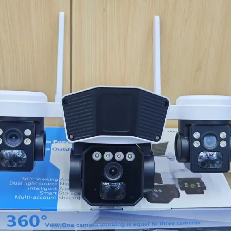 

Three-lens solar webcam camera wifi camera
