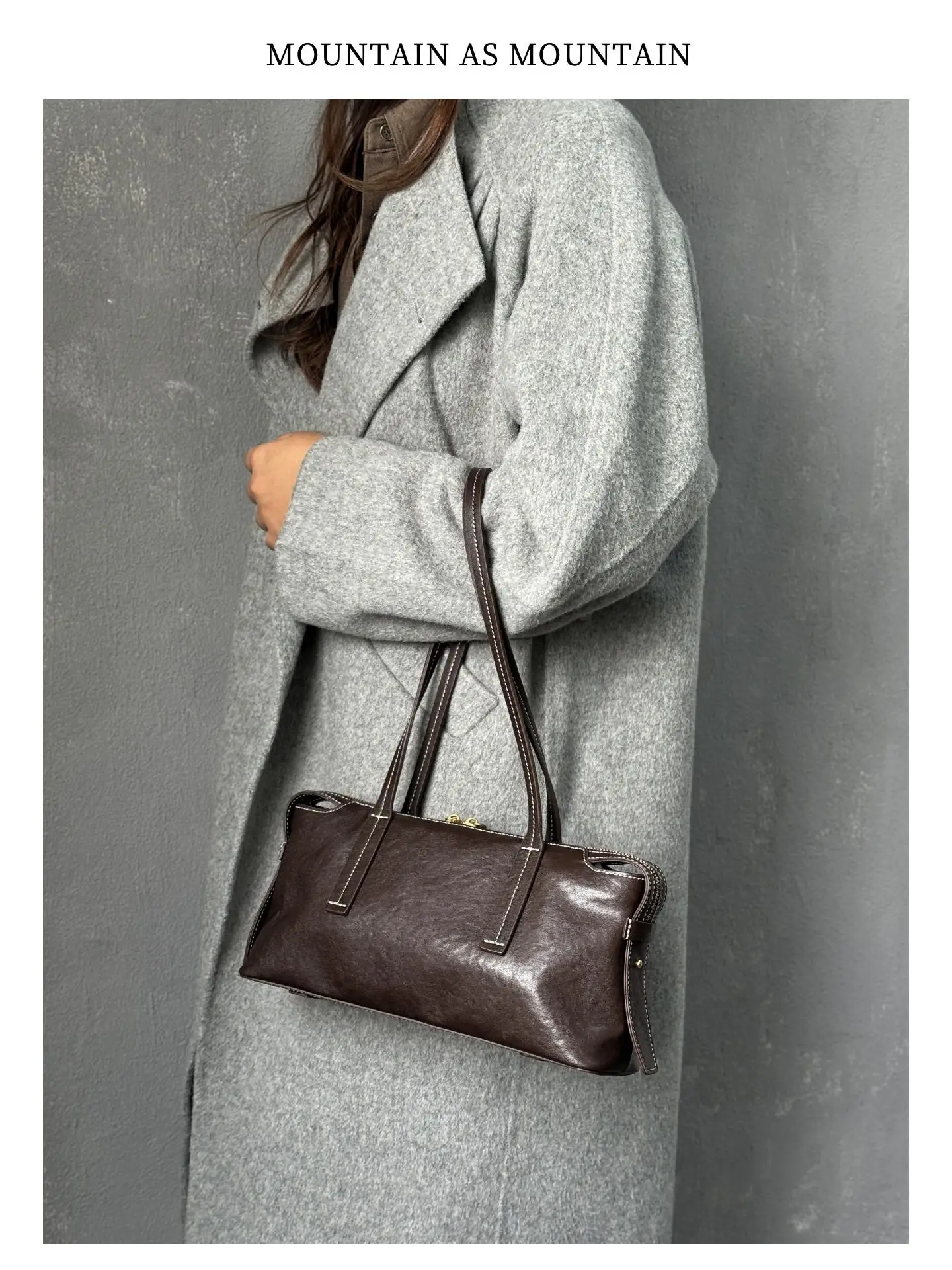 

Осенне-зимняя женская сумка-багет в стиле ретро с маслом и воском под мышками, новинка 2026, высококачественная пригородная сумка на плечо