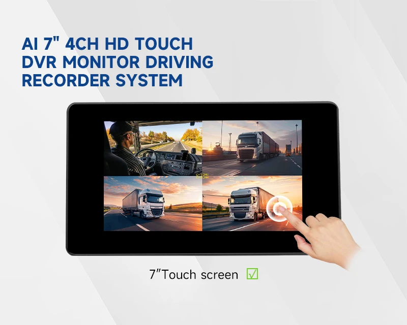 AI 7'Inch 1080P Direct Vision Standard Camera Warning Systems All-in-one DVR Monitor Kits for UK Lorry Trucks Safe System BSDnew