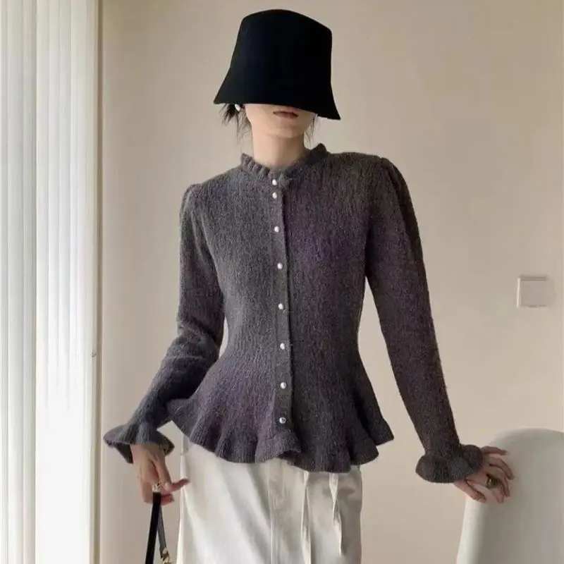 

Korean style round neck button-down knit cardigan, 2025 autumn/winter new style sweater