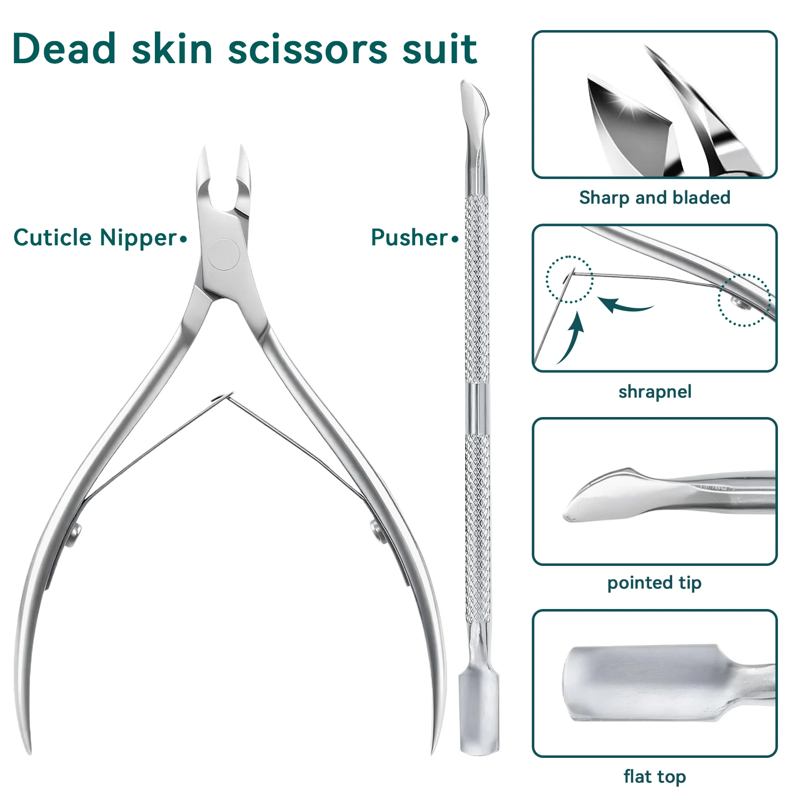 Cuticle Nipper Set Professional Stainless Steel Cuticle Remover Trimmer Dead Skin Cutter Nail Cleaner Tool for Manicure Pedicure