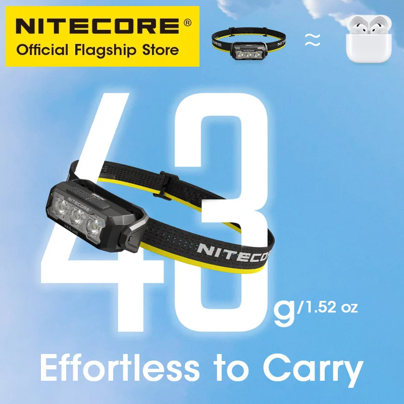 كشافات NITECORE HA15 UHE AA متعددة الأغراض خفيفة الوزن للغاية 400 لومن للجري الليلي والتخييم والصيد والرحلات على الطرق