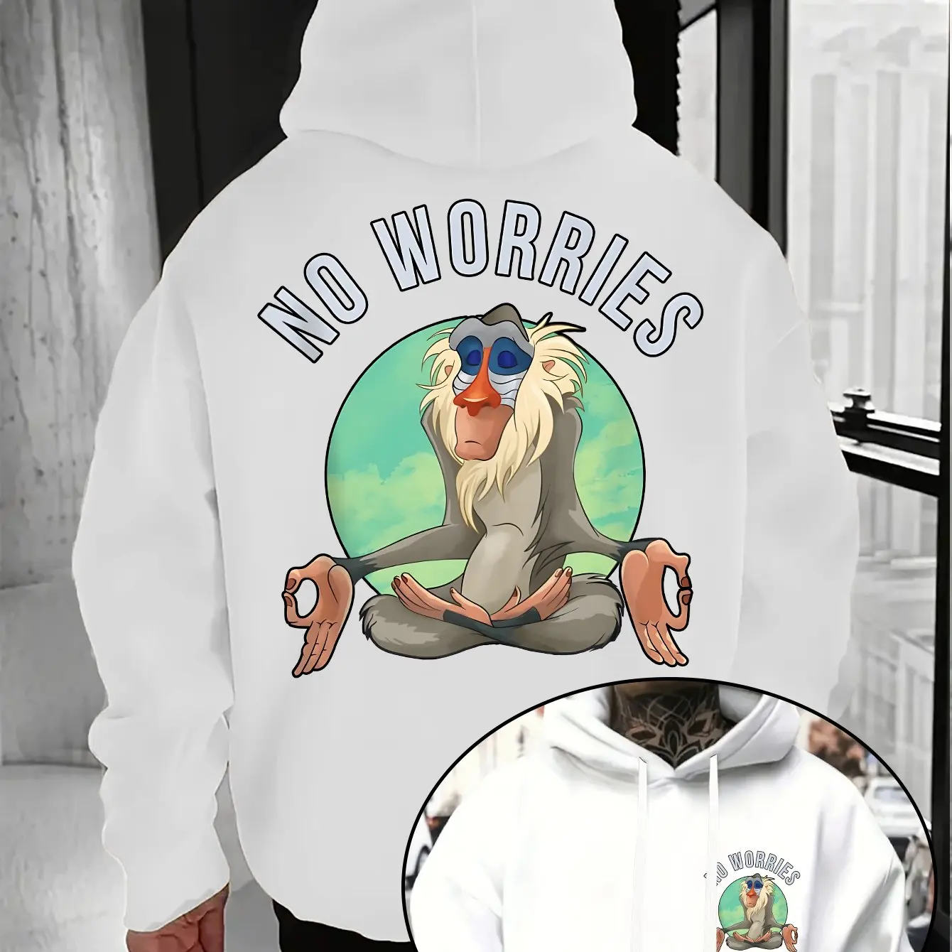 

Men's Disney Rafiki Lion King Hoodies Fashion Oversized Streetwear Unisex Sweatshirts Autumn and Winter Fleece Casual Versatile