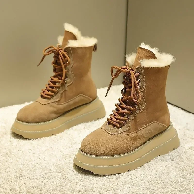 2024 Winter Shoes Women Snow Boots Thick Sole 5cm Non-slip Women Ankle Boots Fashion Brand Ladies Winter Botas Warm D159