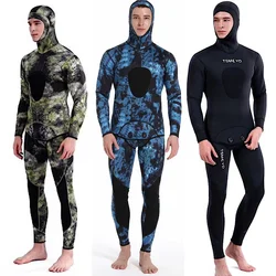 Traje de buceo de neopreno con capucha para hombre, traje cálido de 2022mm con cremallera frontal para surf, pesca submarina, 3/5