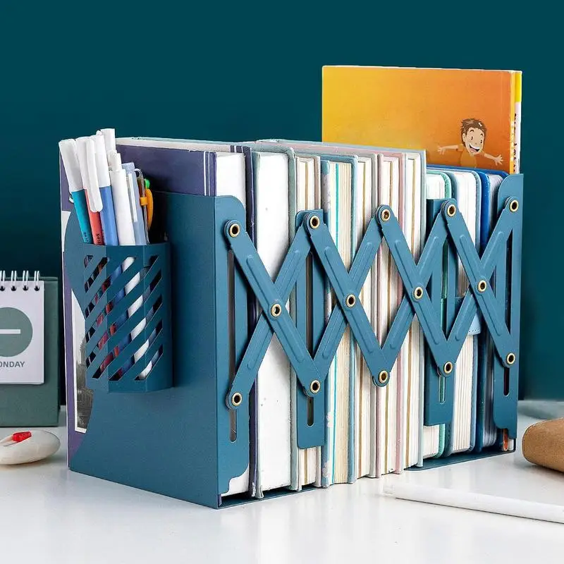 

Bookshelf For Desk Small Bookcase Telescopic Desktop Bookshelf Metal Desk Organizer With Pen Holder Desktop Bookcase Desk Top