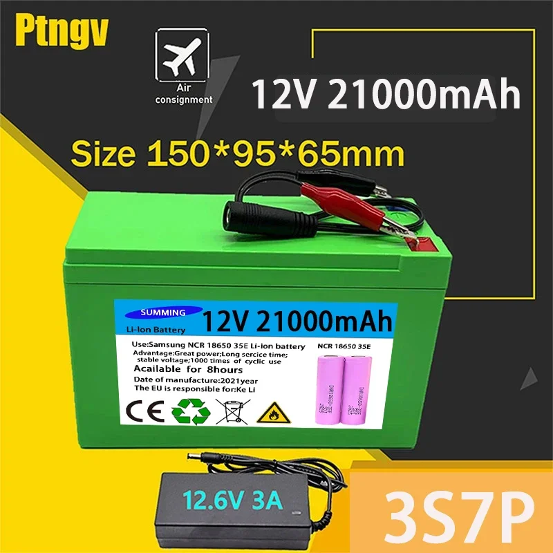 2024 Upgraded 12V 21000mAh Portable Rechargeable Battery Built-in 5V 2.1A USB Power Display Charging Port with +12.6V Charger