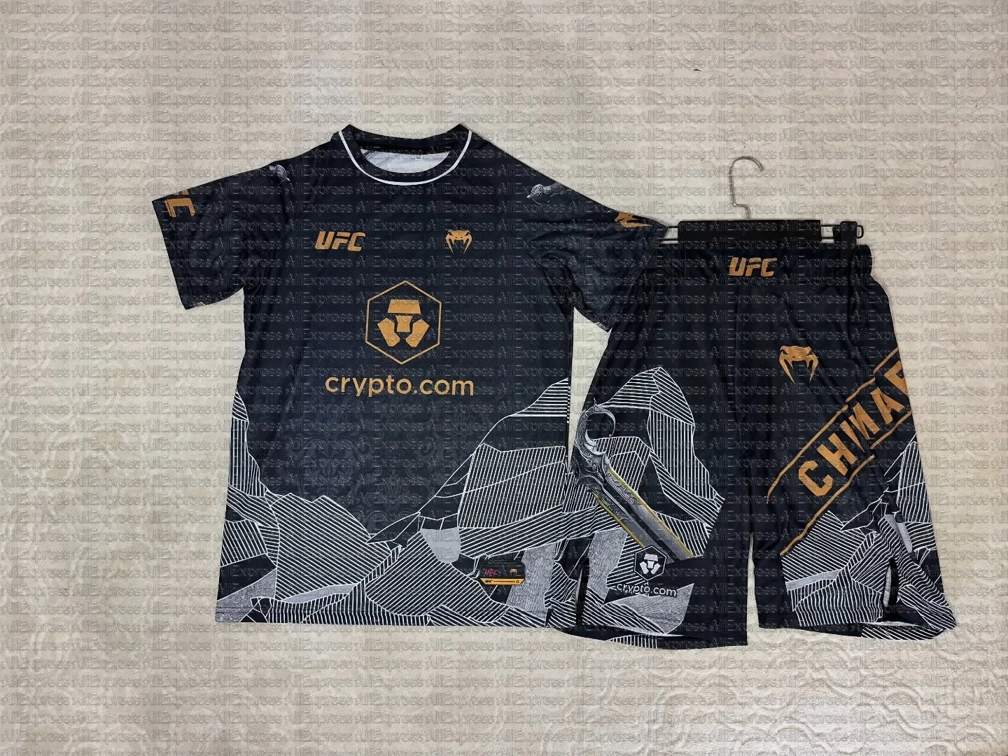 

Khamzat Chimaev MMA Бокс Боевая спортивная одежда Мужская дышащая футболка Шорты Комплект для борьбы Бег Поглощение пота