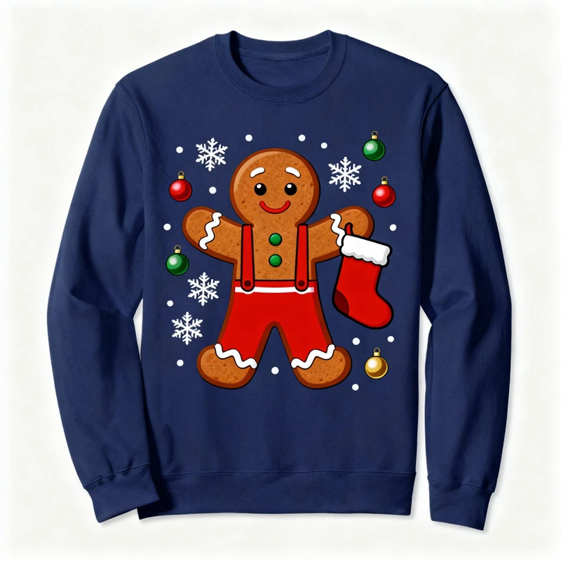 2026 جديد رجل الزنجبيل الجرافيك القبيح عيد الميلاد سترة موضة كم طويل ثلاثية الأبعاد مطبوعة عيد الميلاد بلوزات عطلة عادية البلوفرات