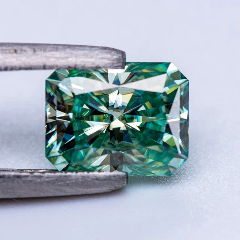 Moissanite Stone Radiant Cut Yellow Green Color Lab Grown Gemstone for Charms Diy Jewelry Making Materials with GRA Certificate