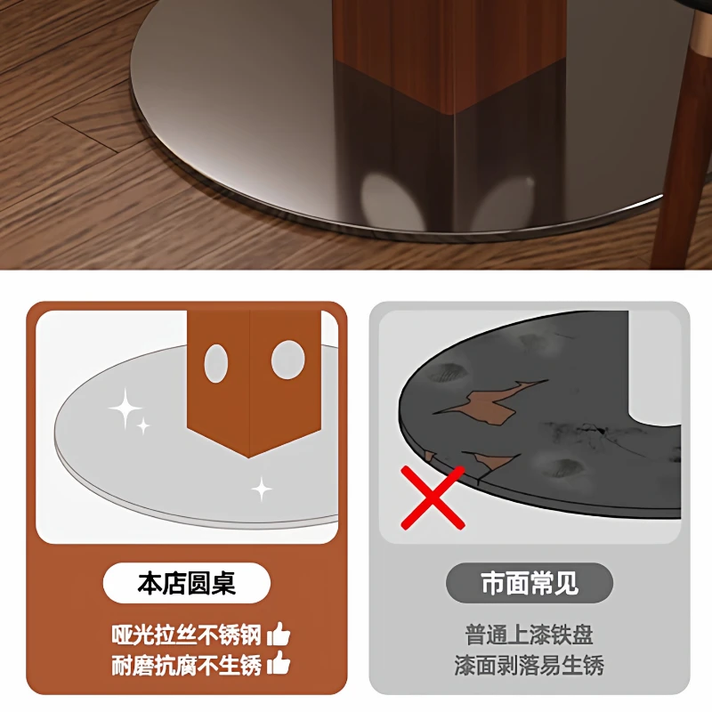 Medieval rock slab, round dining table for household use, solid wood round table