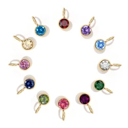 12 Color Birthstone Pendant Month Zirconia for Necklace Color Stone DIY Charms Accessories Birthday Gift Jewelry