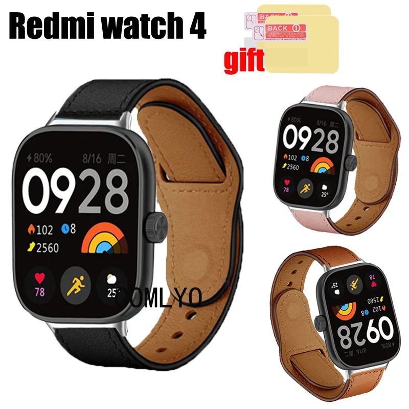 

Кожаный ремешок для Redmi watch 4, ремешок, браслет, мягкая защитная пленка для экрана